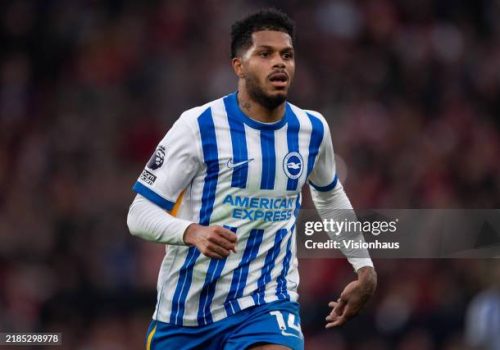 LIVERPOOL, ENGLAND - NOVEMBER 2: Georginio Rutter of Brighton & Hove Albion in action during the Premier League match between Liverpool FC and Brighton & Hove Albion FC at Anfield on November 2, 2024 in Liverpool, England. (Photo by Visionhaus/Getty Images)